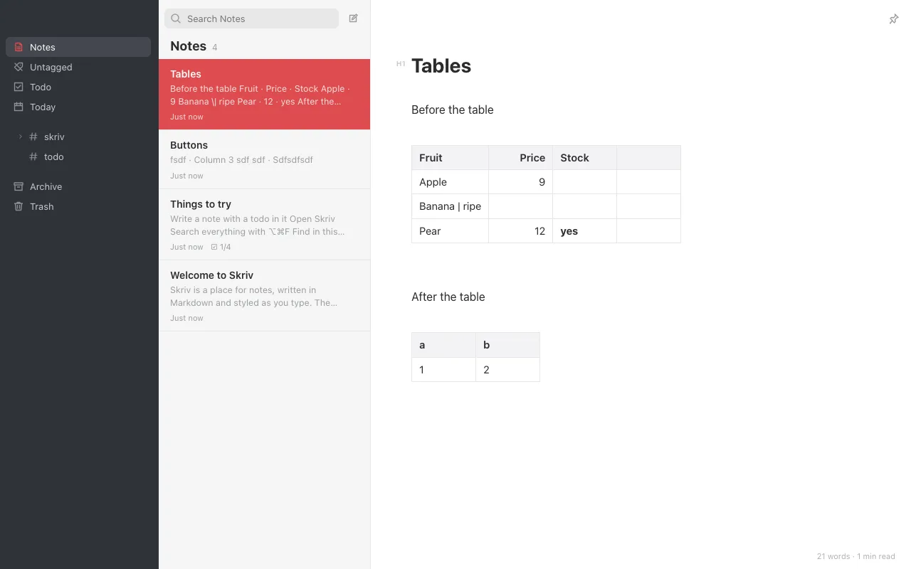 Table editor