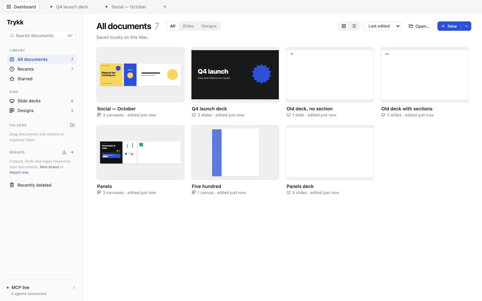 Trykk dashboard